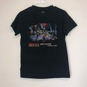 NIRVANA Black Short Sleeve Tee Unplugged 1993 Vintage